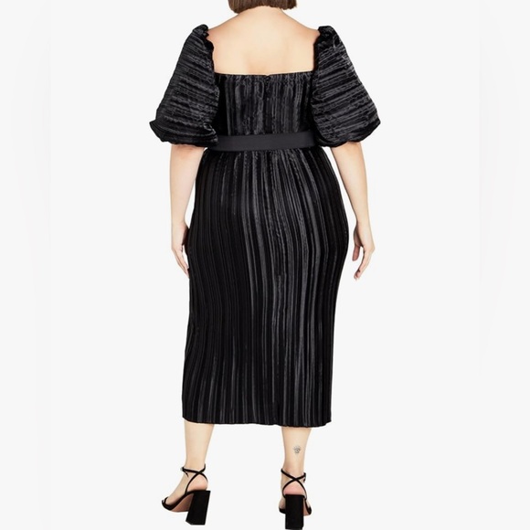 NWT City Chic Women's Plus Size Black Pleat Cocktail Dress Krista Pleat Size 14 - Picture 2 of 11